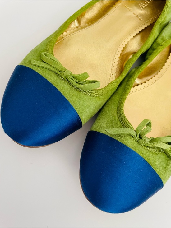 J. Crew Shoes - J. Crew Green Suede Ballet Flats with Blue Cap